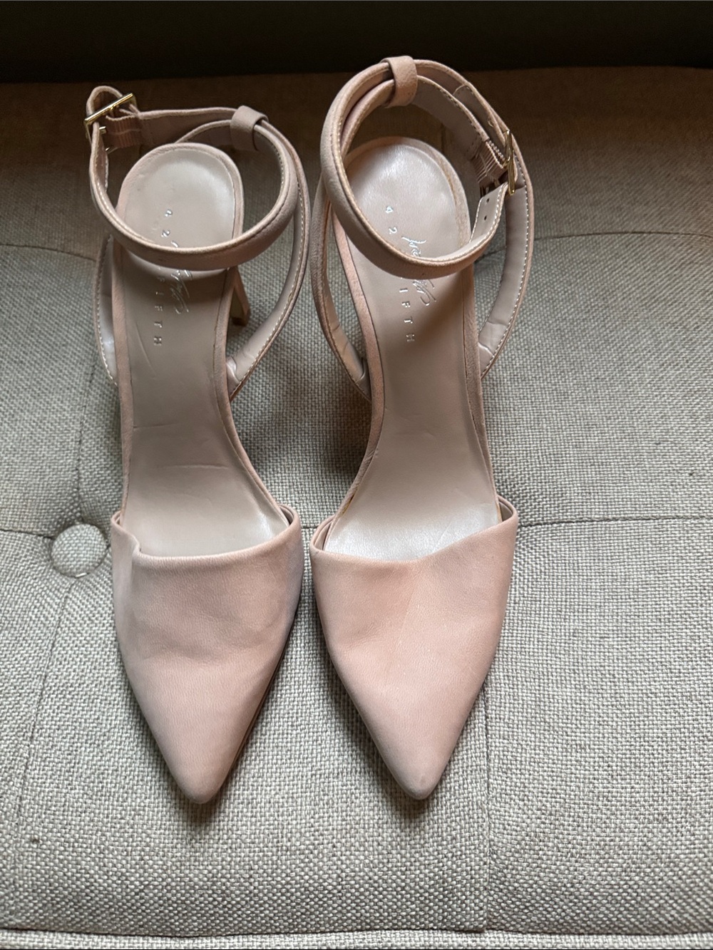 Lord & Taylor Nude Blush Pointed-Toe Ankle Strap Heels